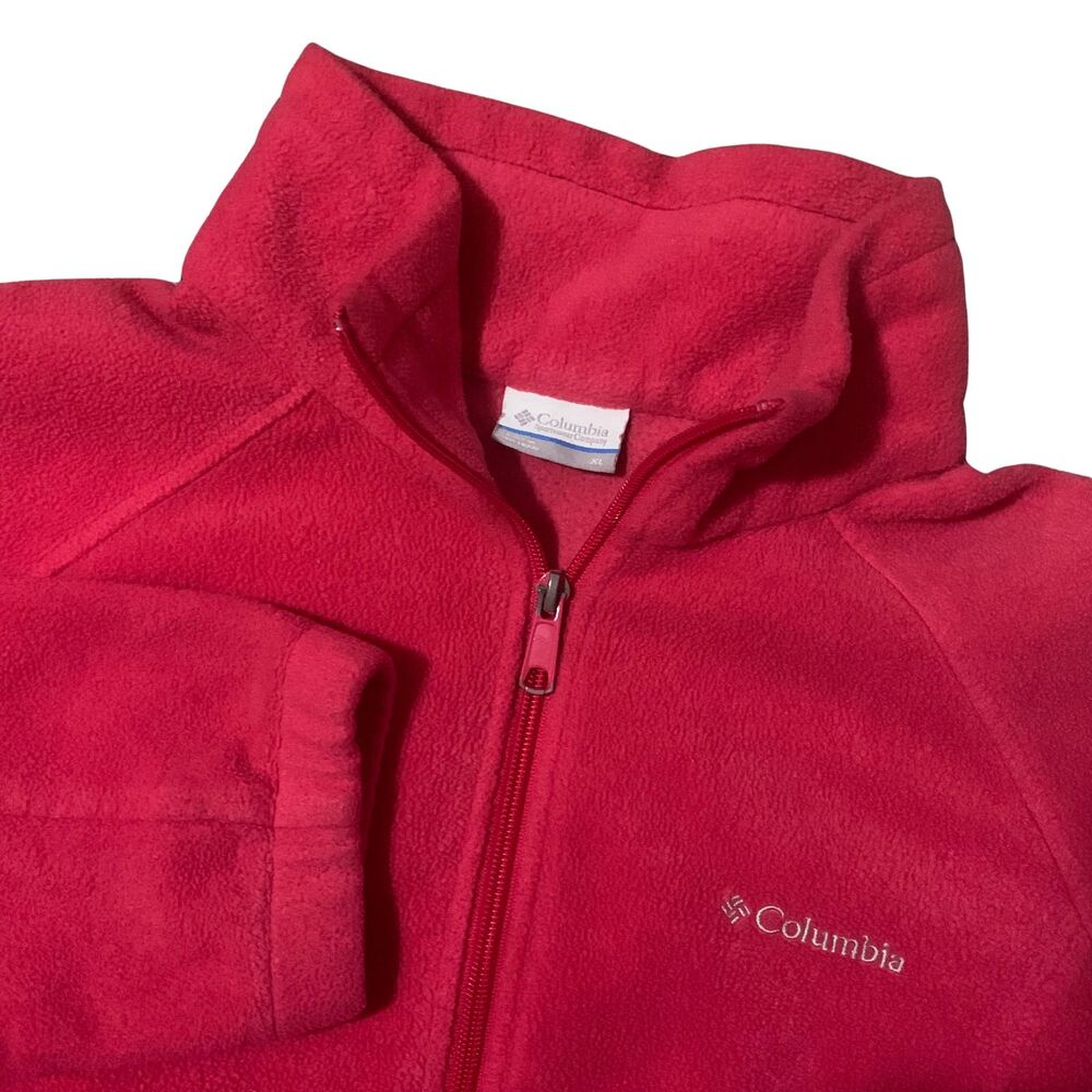 Columbia Fleece Jacket Womens XL Pink Long Sleeve Full Zip Mock Neck Outdoor